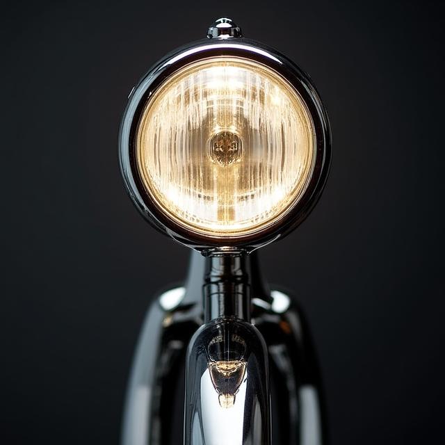 Art Deco styled chrome front light for bicycle