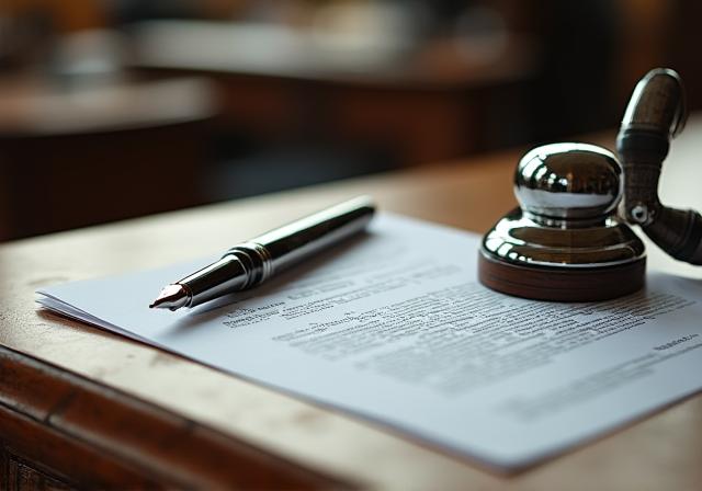 アンティーク調の書斎にある古い契約書と自転車のパーツ